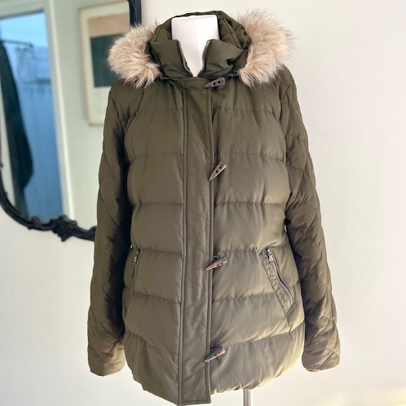 LAUREN RALPH LAUREN Toggle Puffer Down Coat Army Green - Picture 1 of 10